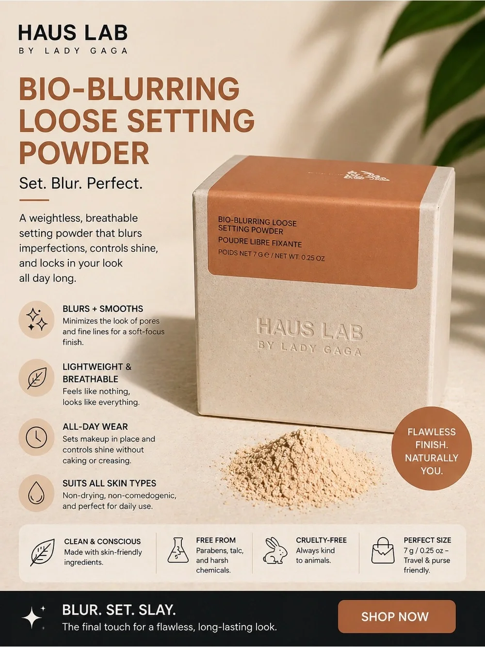 HAUS LAB Bio-reBlurring Loose Setting Powder — Deep Honey